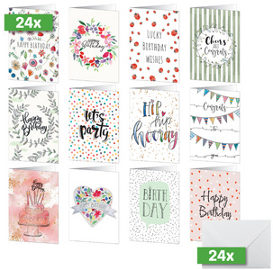 sigel verjaardagskaarten Colourful Birthday Fun, 105×148 mm, 24 kaarten en enveloppen