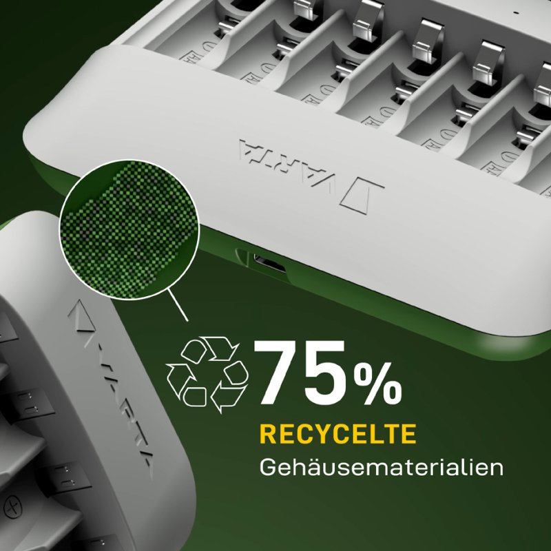 VARTA Eco Charger Pro Recycled batterijlader, 4 AA batterijen, USB-C