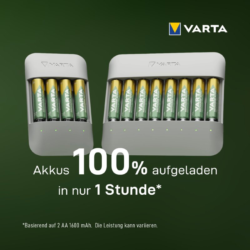 VARTA Eco Charger Pro Recycled batterijlader, 4 AA batterijen, USB-C
