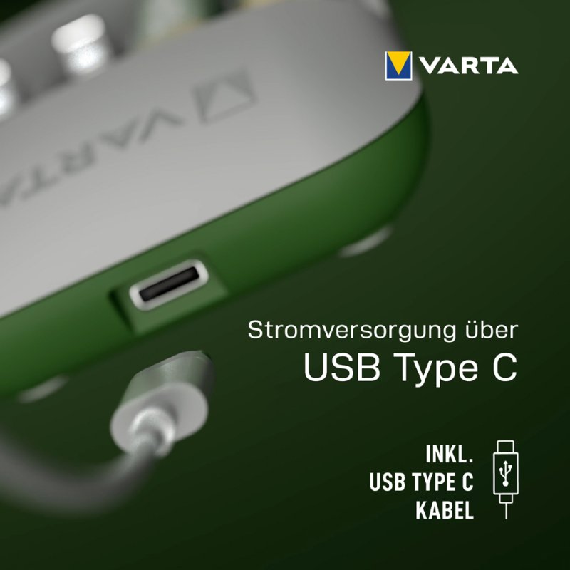 VARTA Eco Charger Pro Recycled batterijlader, 4 AA batterijen, USB-C