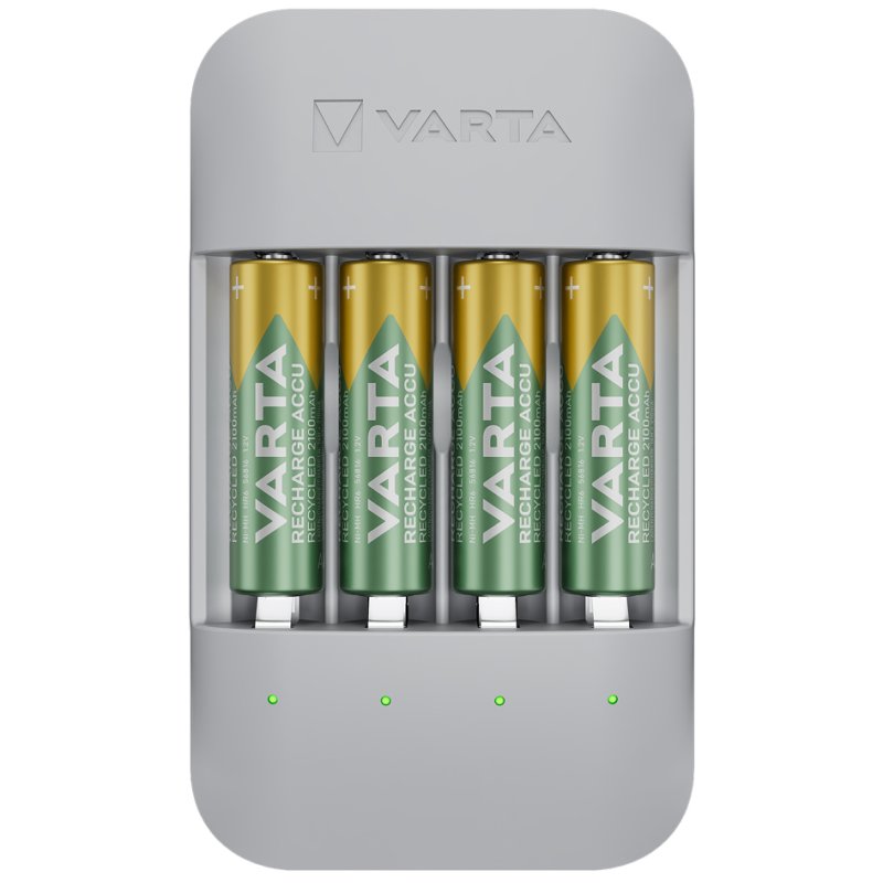 VARTA Eco Charger Pro Recycled batterijlader, 4 AA batterijen, USB-C