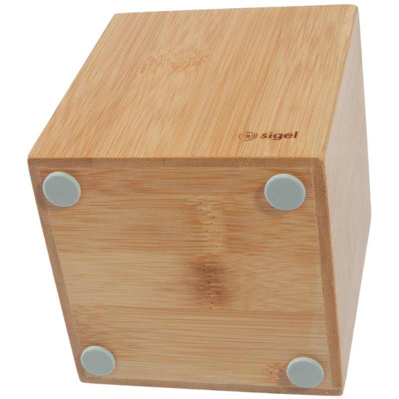 Sigel pen holder Eyestyle, beige, bamboo, square, 92×92×106 mm