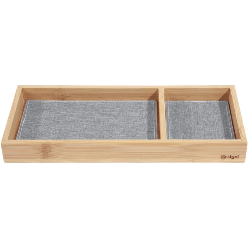 Sigel porte-stylos Eyestyle, bambou, bleu clair/gris foncé, 245×109×25 mm