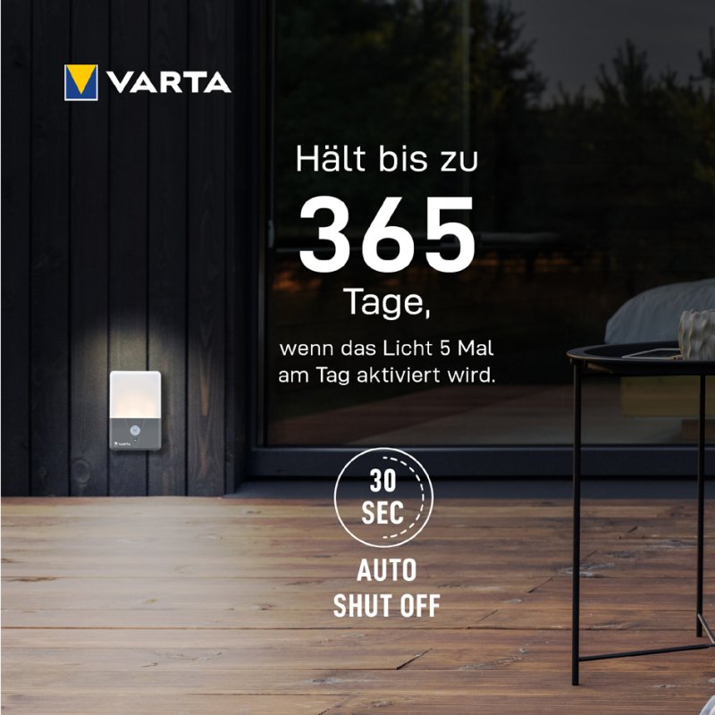 VARTA LED-bewegingssensor buitenlamp, IP44, warmwit, 40 lm