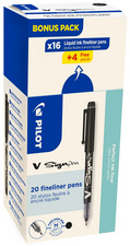 PILOT V Sign Pen viltstiften, zwart, 0,6 mm, 20 stuks