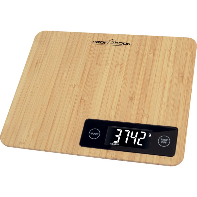 PROFI COOK keukenweegschaal PC-KW 1271, bamboe, LCD-display, 5000 g