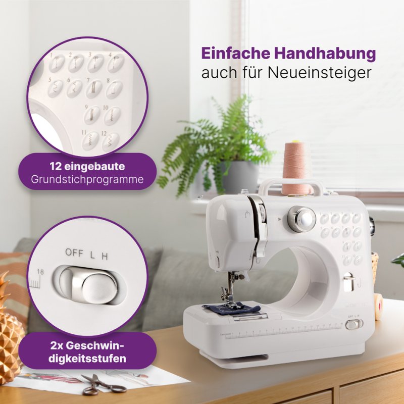 CLATRONIC naaimachine NM 3795, 12 steken, wit/zilver