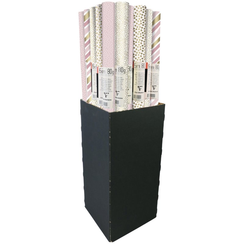 Clairefontaine papier cadeau Excellia rosé, 4 motifs, 700 mm × 5 m
