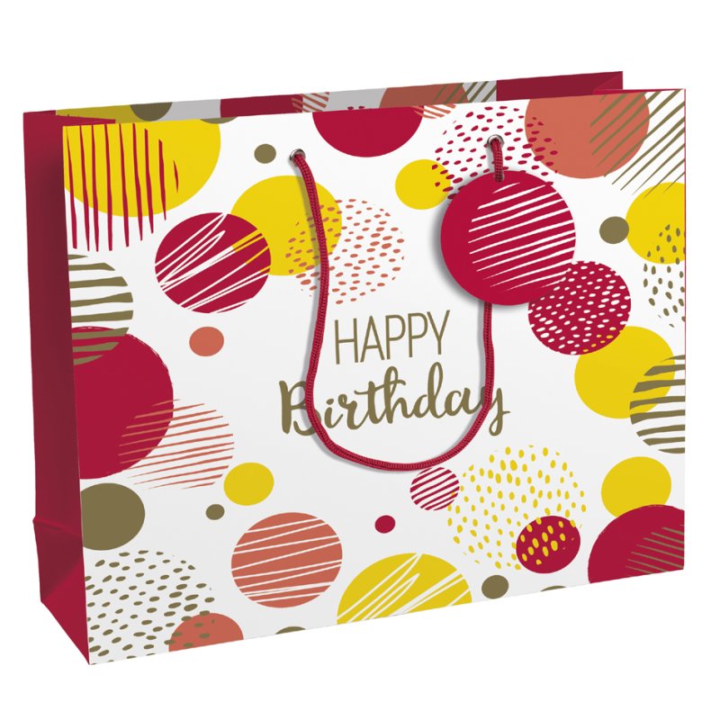 Clairefontaine sac cadeau Happy Birthday, rose, grand, 373×118×275 mm