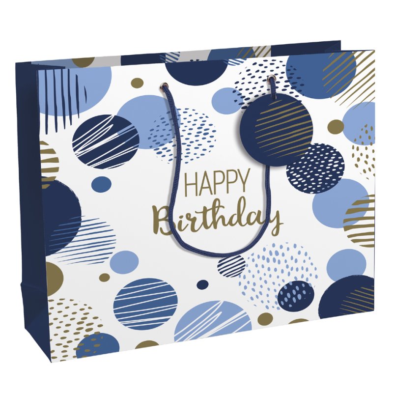 Clairefontaine sachet cadeau Happy Birthday bleu, grand, 373×118×275 mm