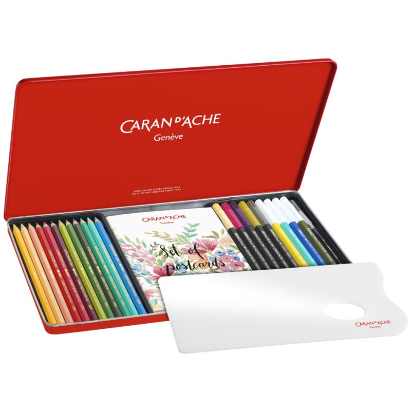 CARAN D'ACHE Coffret Botanical Mixed Media, 24 pièces, boîte métal