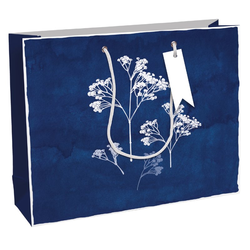Clairefontaine sac cadeau Cyanotypie, grand, papier kraft blanc, 373×118×275 mm