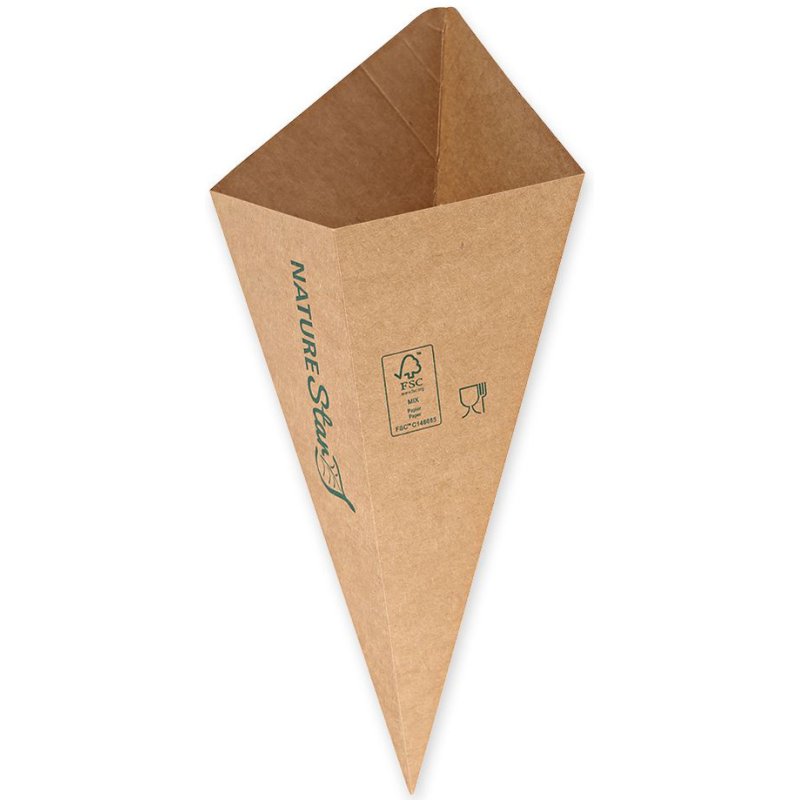 NATURE Patat-puntzakken spitsvorm, bruin, kraftpapier PE-coating, 25 stuks