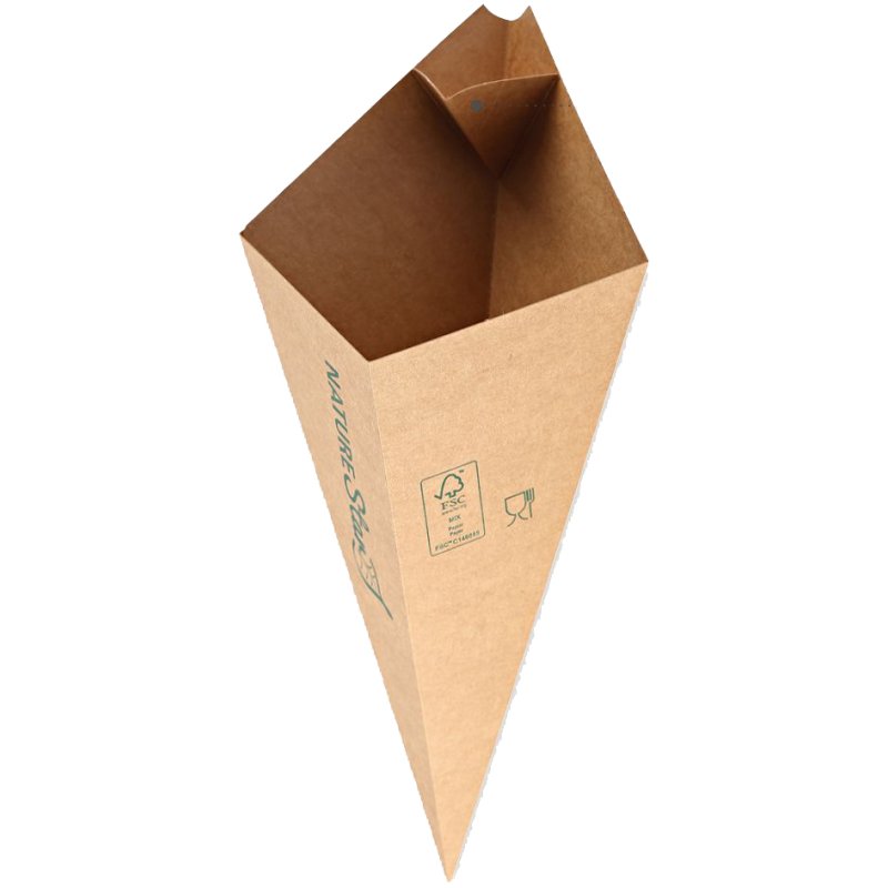 NATURE Sachets à frites pointe, brun, papier kraft revêtement PE, 25 pièces