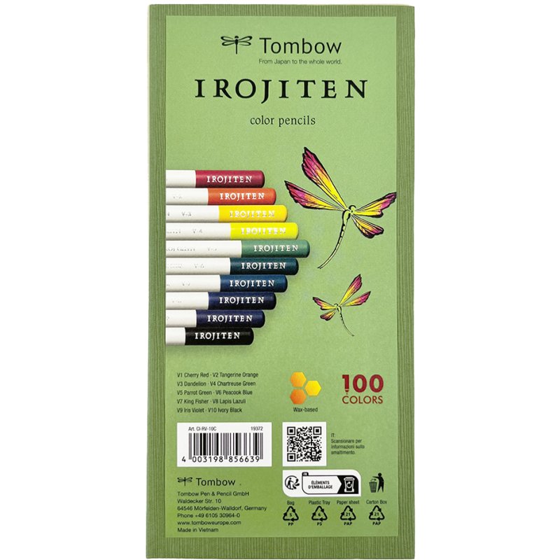 TOMBOW kleurpotloden IROJITEN Volume 2, set van 10 stuks, 2,0 mm