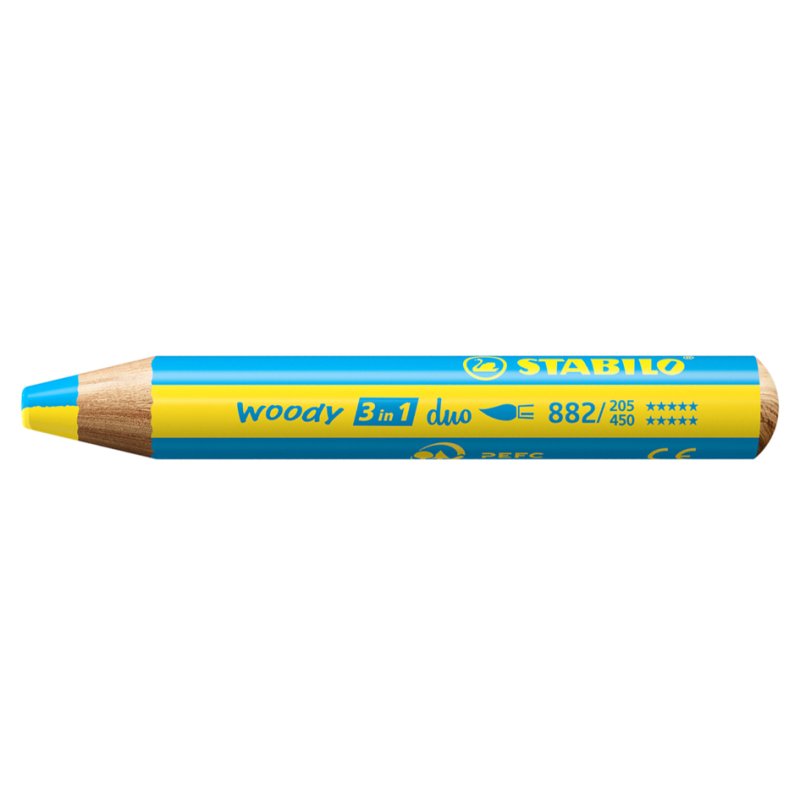STABILO Woody 3-in-1 multi-crayon, blanc/abricot, 10 mm
