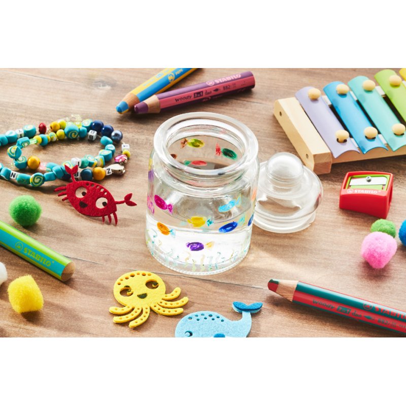 STABILO Woody 3-in-1 multi-crayon, blanc/abricot, 10 mm