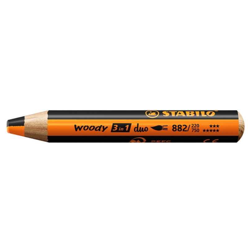 STABILO Woody 3-in-1 multi-crayon, blanc/abricot, 10 mm