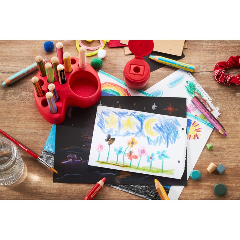 STABILO Woody multitalent crayon de couleur 3-en-1, set de 15 pièces
