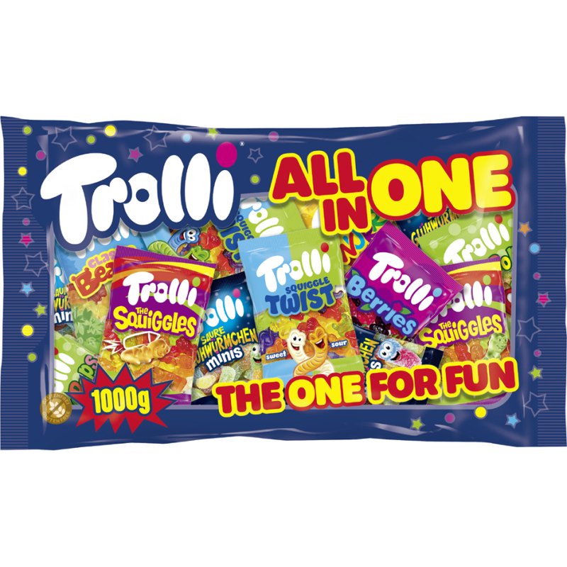Trolli bonbons de fruits ALL IN ONE mix, 50 portions de 20g, 1 kg