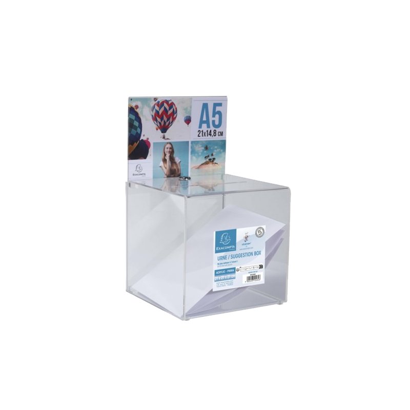 EXACOMPTA boîte de rangement acrylique, fermable, transparente, 210×210×365 mm