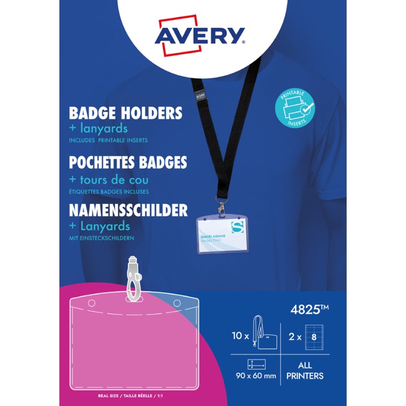 AVERY naametiket-houders met textielband, zwart, 60×90 mm, 10 stuks
