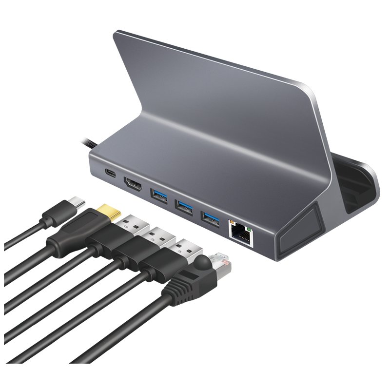 LogiLink Station d'accueil USB 3.2 Gen1 avec support, 6 ports, argent