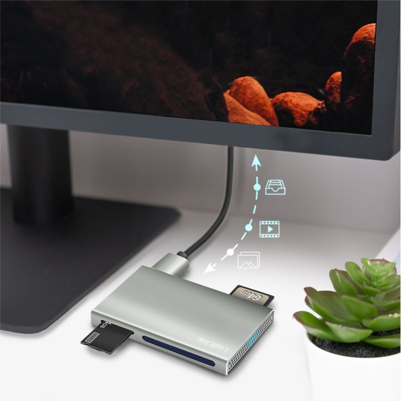 LogiLink Lecteur de cartes USB 3.2 5-en-1, boîtier aluminium, 5 Gbit/s