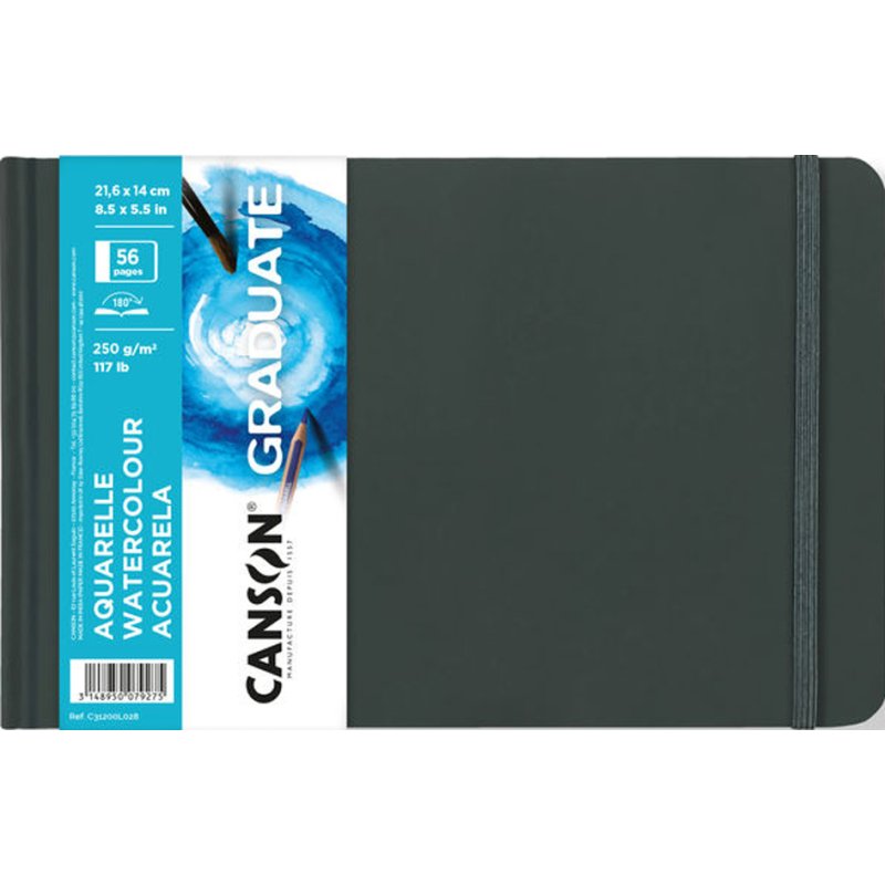 CANSON carnet de croquis GRADUATE aquarelle, 216×140 mm, noir, 28 feuilles