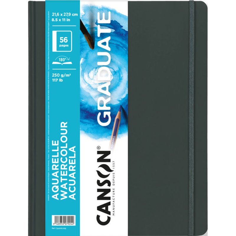 CANSON carnet de croquis GRADUATE aquarelle, 216×140 mm, noir, 28 feuilles