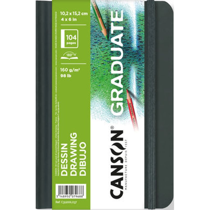 Canson schetsboek Graduate Drawing, zwart, hardcover, 52 vel
