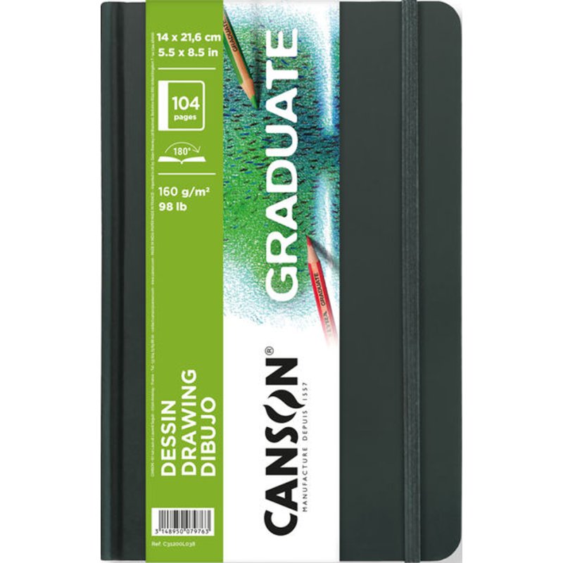 Canson carnet de croquis Graduate Drawing, noir, couverture rigide, 52 feuilles