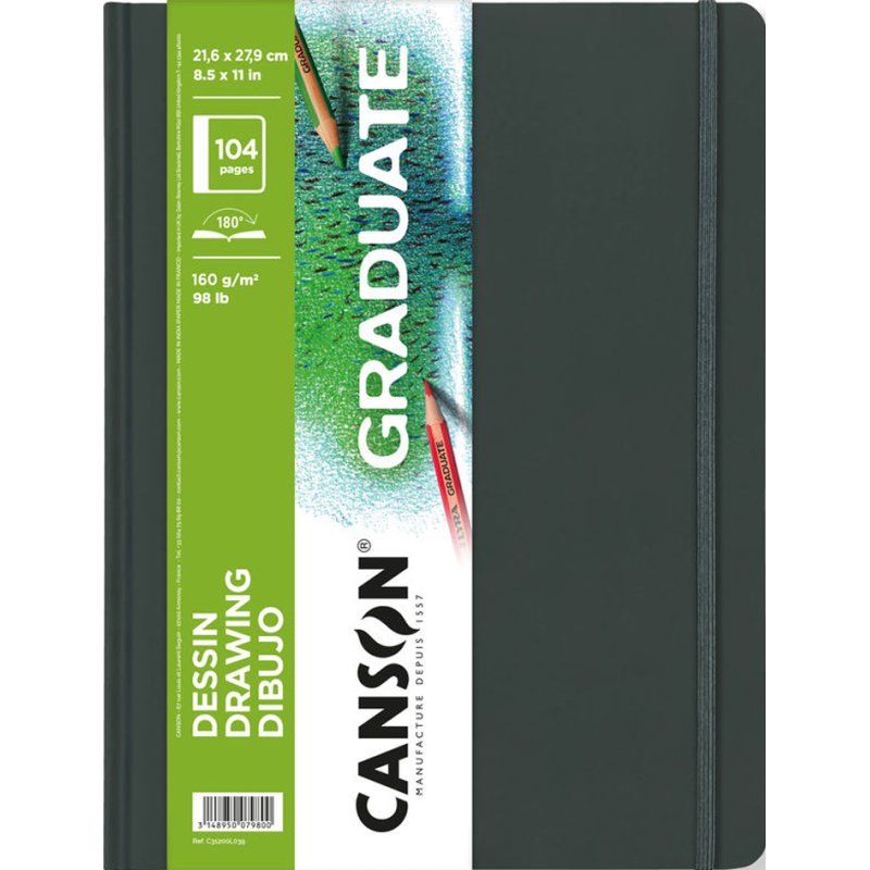 Canson carnet de croquis Graduate Drawing, noir, couverture rigide, 52 feuilles