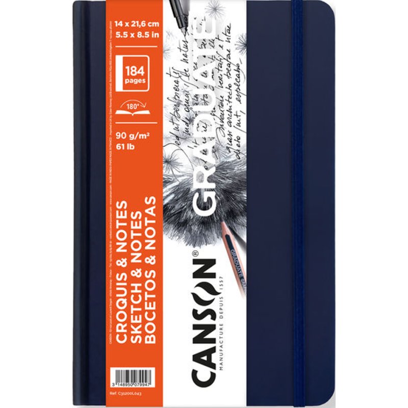 CANSON carnet de croquis Graduate Sketch & Notes, couverture rigide, A5, 90 g/m²