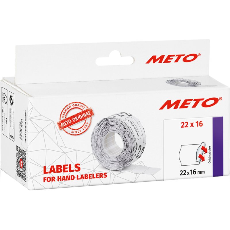 METO étiquettes pour pistolets à étiquettes, 32 × 19 mm, blanc, 5000 pièces