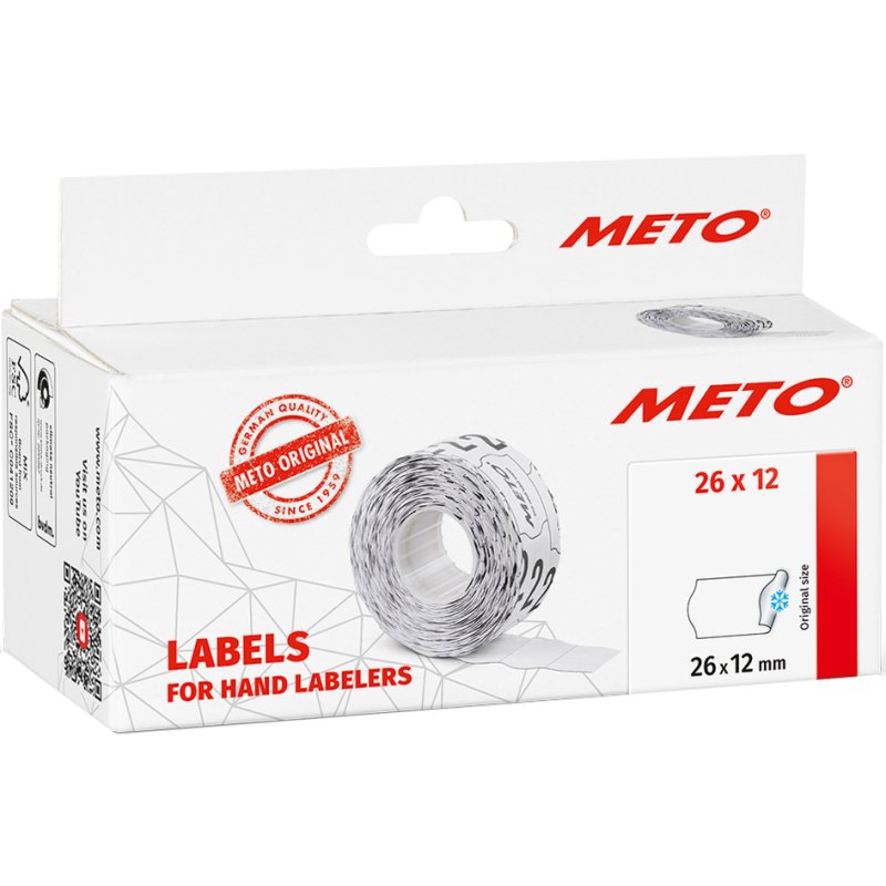 METO étiquettes de prix, 26×16 mm, blanc, 6 rouleaux de 1000 pièces