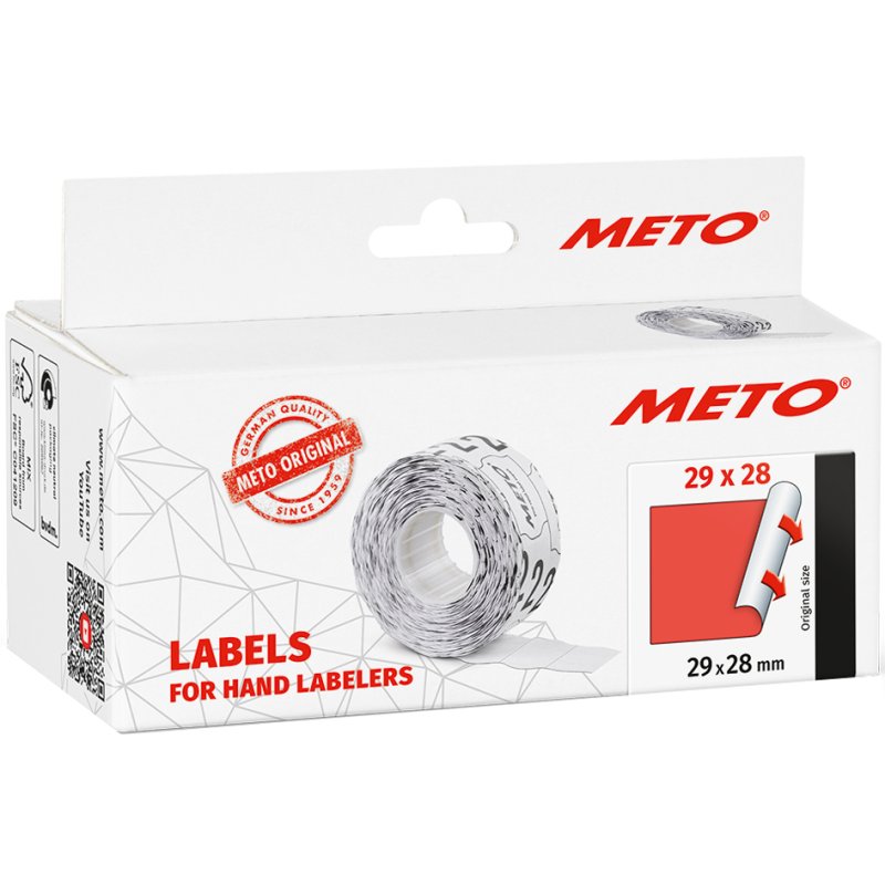 METO étiquettes pour pistolet à étiqueter, 29 × 28 mm, blanc, 5 rouleaux à 700 pièces