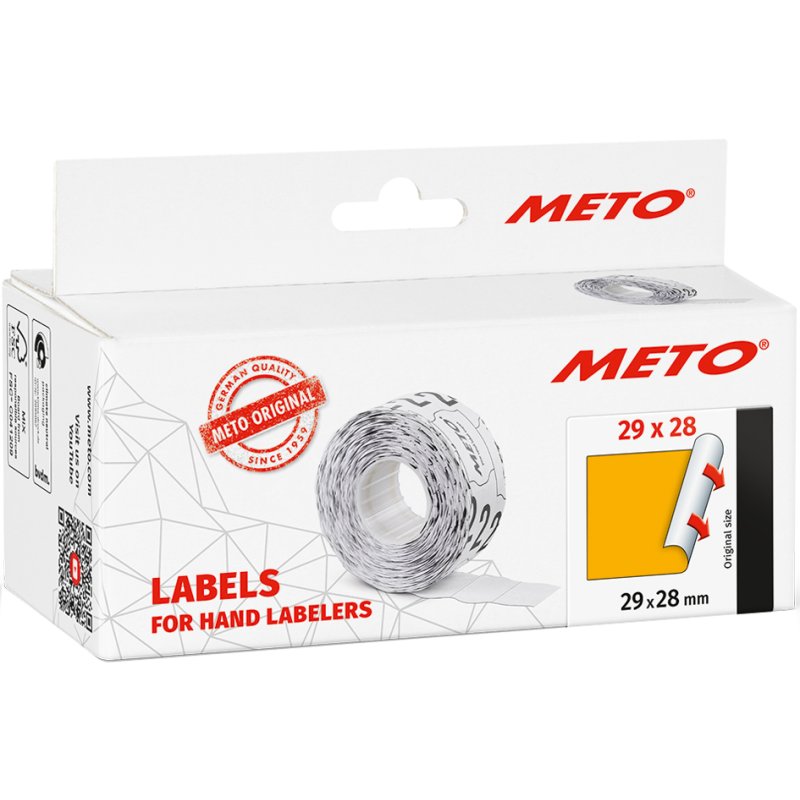 METO étiquettes pour pistolet à étiqueter, 29 × 28 mm, blanc, 5 rouleaux à 700 pièces