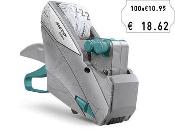 METO prijstang Classic L 1932, 2-regelig, 19-stellig, etiketten 32×19 mm