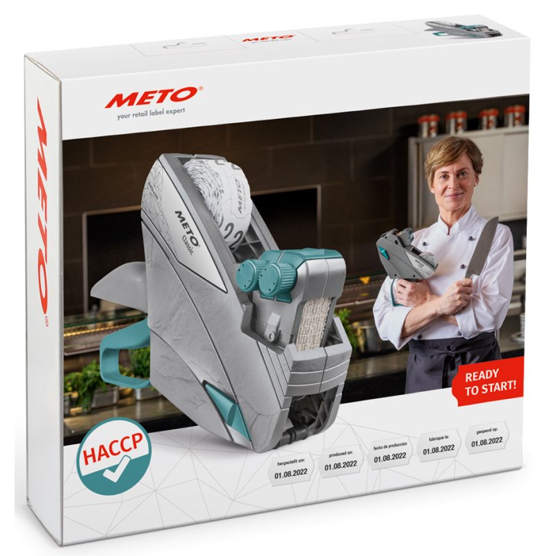 METO étiquette prix Classic M 2026, kit HACCP, 11 rouleaux d'étiquettes, 26×16 mm