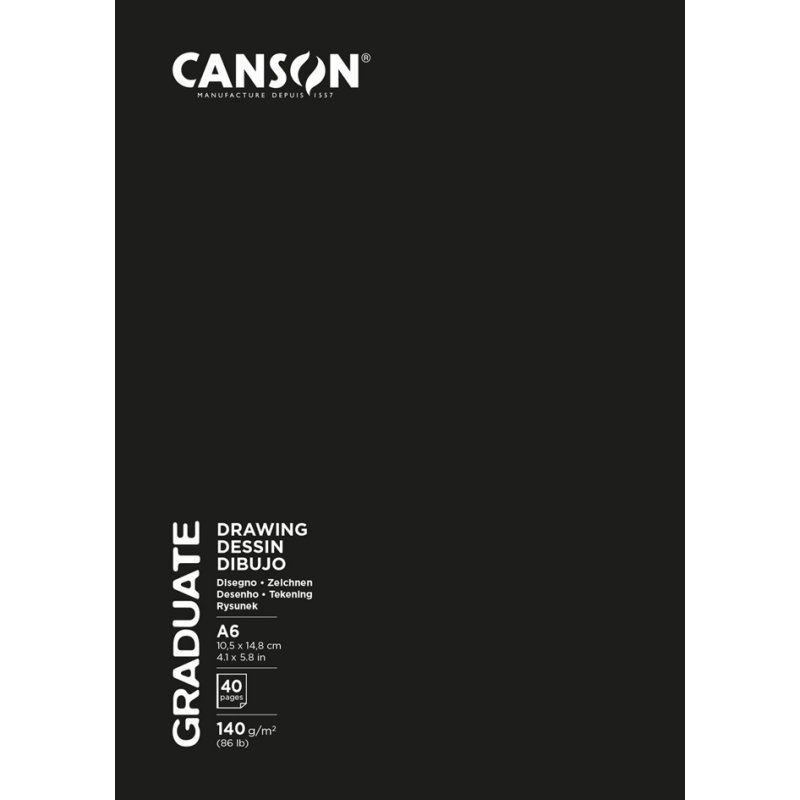CANSON Graduate Drawing carnet de croquis A6, 105×148 mm, 20 feuilles, 140 g/m²