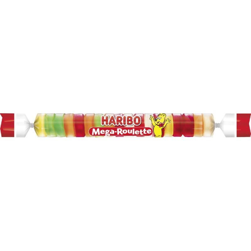 HARIBO Mega-Roulette fruitgum rol, 45 g, 18 stuks