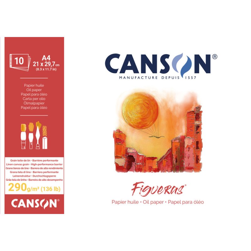 CANSON Figueras tekenblok, wit, 420×594 mm, 290 g/m², 10 vel