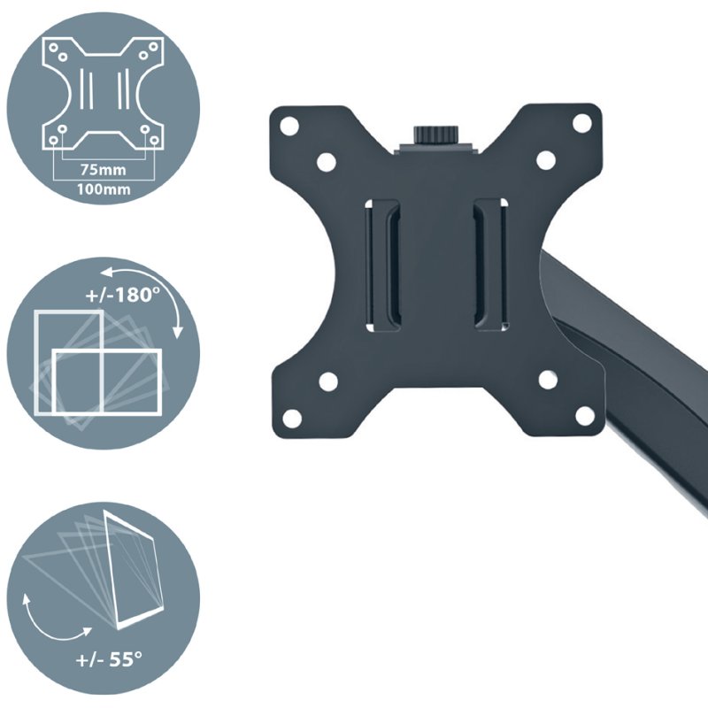 LEITZ monitor arm Ergo, metal, light grey, 17–32 inch