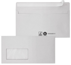 MAILmedia enveloppen DIN lang, recycling grijs, venster links, 1000 stuks