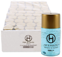 HYGOSTAR 2-in-1 douchegel & shampoo, sachets 12 ml, lichtblauw, 100 stuks