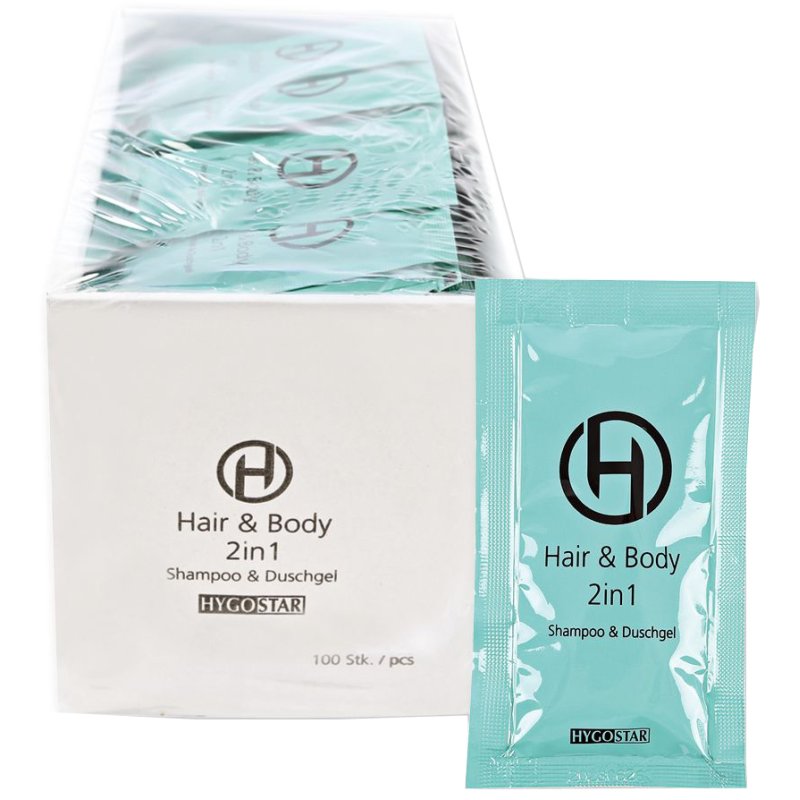 HYGOSTAR Gel douche & shampooing 2 en 1, 30 ml, bleu clair, 50 pièces