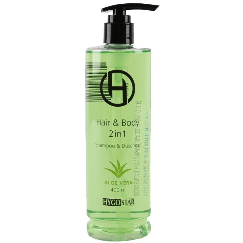 HYGOSTAR Crème douche et shampooing 2-en-1, aloe vera, flacon doseur 400 ml