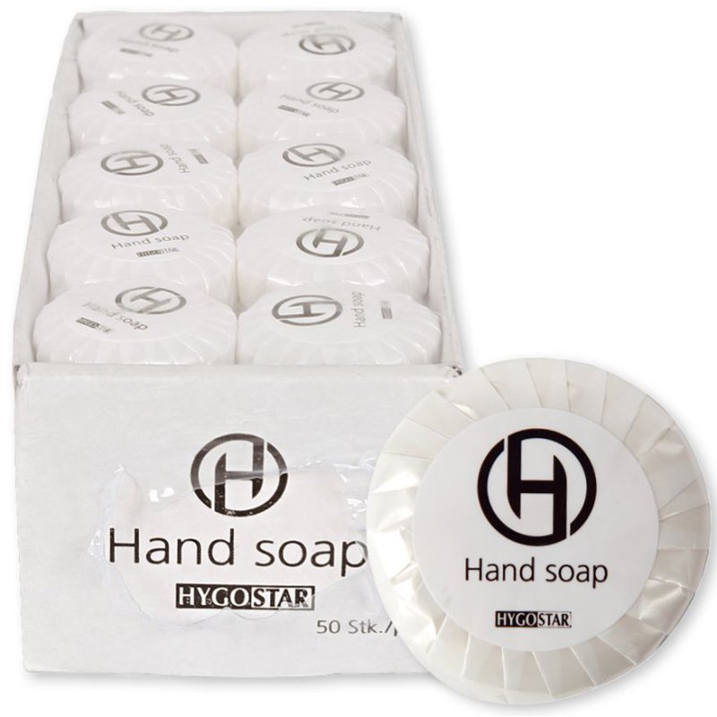 HYGOSTAR mini savon pour les mains, diamètre 40 mm, blanc, 50 pièces