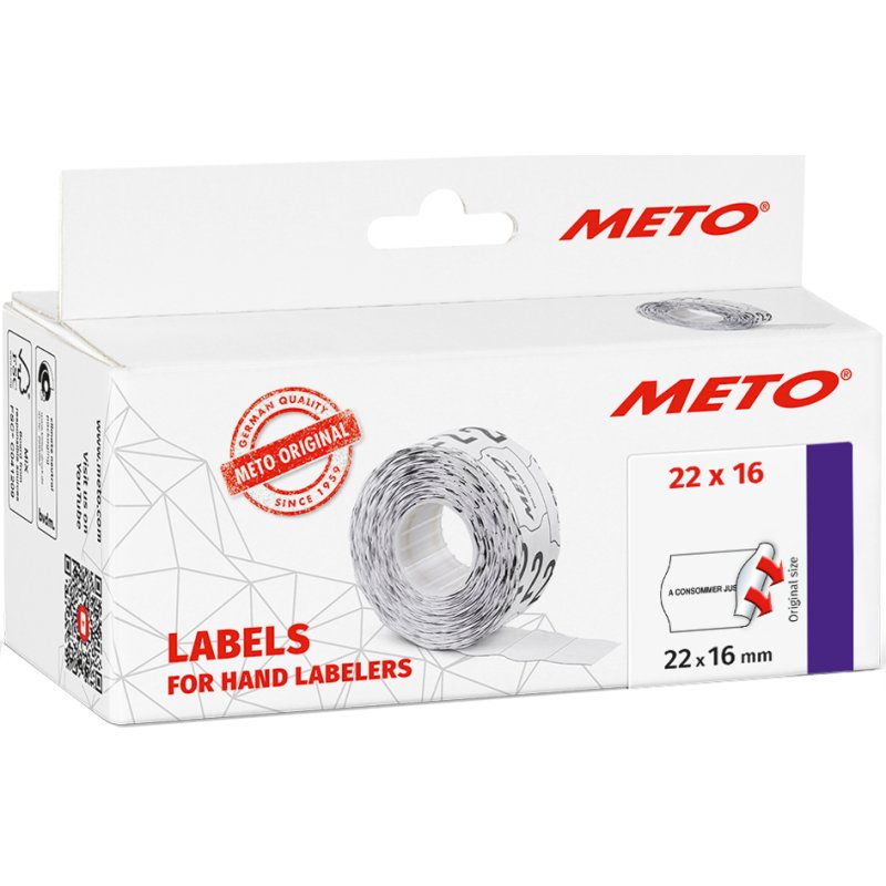 METO étiquettes pré-imprimées machine à étiqueter, 32×19 mm, adhésif permanent, 5000 pcs